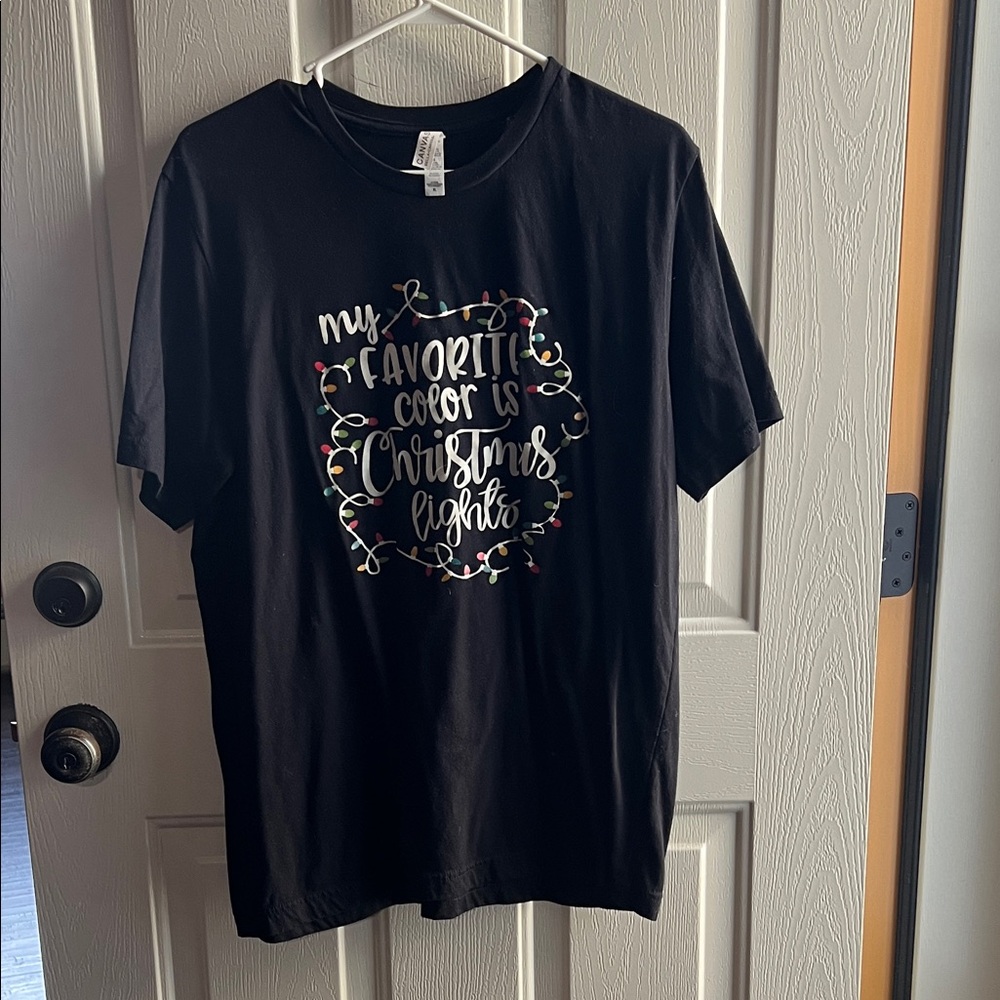 Bella Canvas Black Christmas Lights Tee